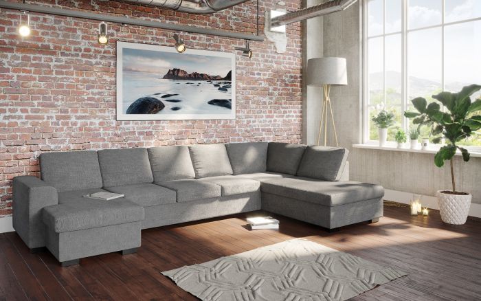Holmsbu D4A U-sofa med sjeselong - lys grå