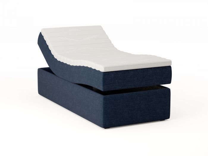 Premium regulerbar seng 90x200 - mørk blå