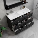CelineComfort 120 cm sort matt baderomsinnredning m/hvit servant og speil