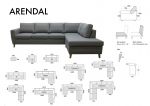 Arendal A25 sofa med sjeselong - Beige 