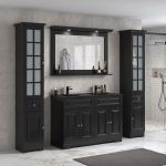 CelineDesign 120 cm sort matt baderomsmøbel m/sort servant og speil