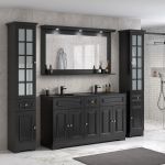 CelineDesign 150 cm sort matt baderomsmøbel m/sort servant og speil