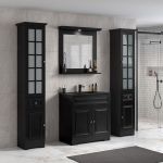 CelineDesign 80 cm sort matt baderomsmøbel m/sort servant og speil