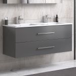 LinneaDesign 120 cm grå matt baderomsmøbel dobbel m/speilskap
