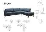 Kragerø A3 sofa med sjeselong - lys grå