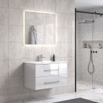 LinneaDesign 80 cm baderomsinnredning m/hvit servant og rektangulært speil