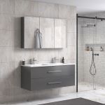 LinneaDesign 120 cm grå matt baderomsmøbel dobbel m/speilskap