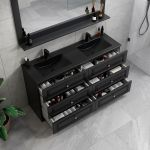 CelineComfort 150 cm sort matt baderomsinnredning m/sort servant og speil