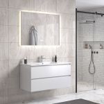StellaDesign 100 cm baderomsmøbel m/hvit servant og rektangulært speil