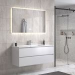 StellaDesign 120 cm baderomsmøbel m/hvit servant og rektangulært speil