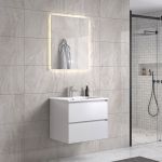 StellaDesign 60 cm baderomsmøbel m/hvit servant og rektangulært speil