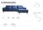 Copenhagen A25 hjørnesofa - Eik - Blå velur (Monolith 77)