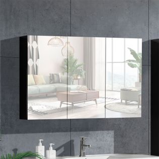 LinneaDesign speilskap 120 cm sort høyglans