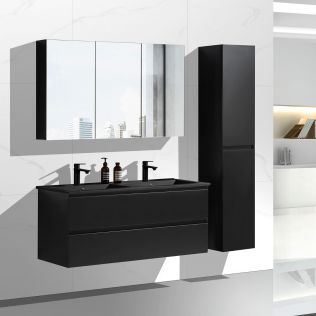 StellaDesign 120 cm baderomsmøbel dobbel sort matt m/sort servant