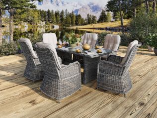 Orlando Living - Spisegruppe m/6 reclinere, gråmix