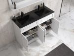 CelineDesign 120 cm hvit matt baderomsmøbel m/sort servant og speil