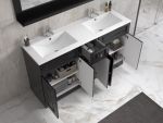 CelineDesign 150 cm sort matt baderomsmøbel m/hvit servant og speil