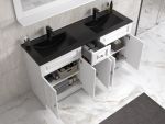 CelineDesign 150 cm hvit matt baderomsmøbel m/sort servant og speil