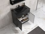 CelineDesign 80 cm sort matt baderomsmøbel m/sort servant og speil