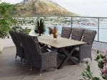 Villa - Spisegruppe med HPL bord 220 cm og 6 Holiday-stoler i gråmix