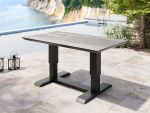 Jamaica hjørnesofa 2C3/3C2 med hev/senk bord 130x75 i antrasitt aluminium